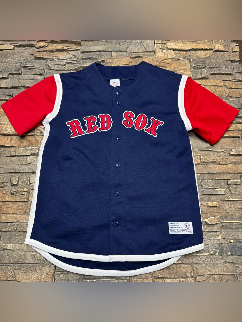 Vintage Boston Red Sox Jersey Men’s Medium Button Y2K Throwback VTG MLB Baseball